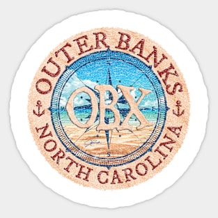 Outer Banks (OBX), North Carolina, with Beach and Wind Rose Sticker